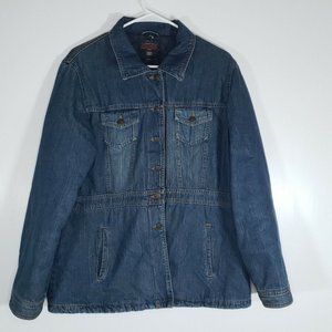 Faded Glory Women's‎ Blue Denim Lined Jacket Coat. Size Large 12/14. EUC